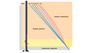 Профиль температуры и давления в стволе скважины
